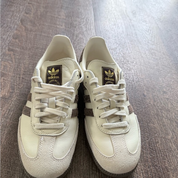 Adidas Samba Sneakers - Cream and Dark Brown - Picture 2 of 5